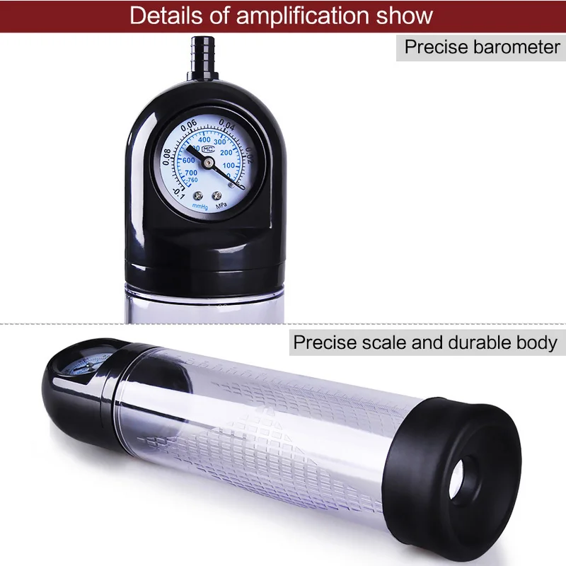 Hight Quality Penis Pump Penis Enlargement with Gauge Cock Vacuum Pump Penis Extender Enhancer Erection Helper For Men Sexy Toys (6)