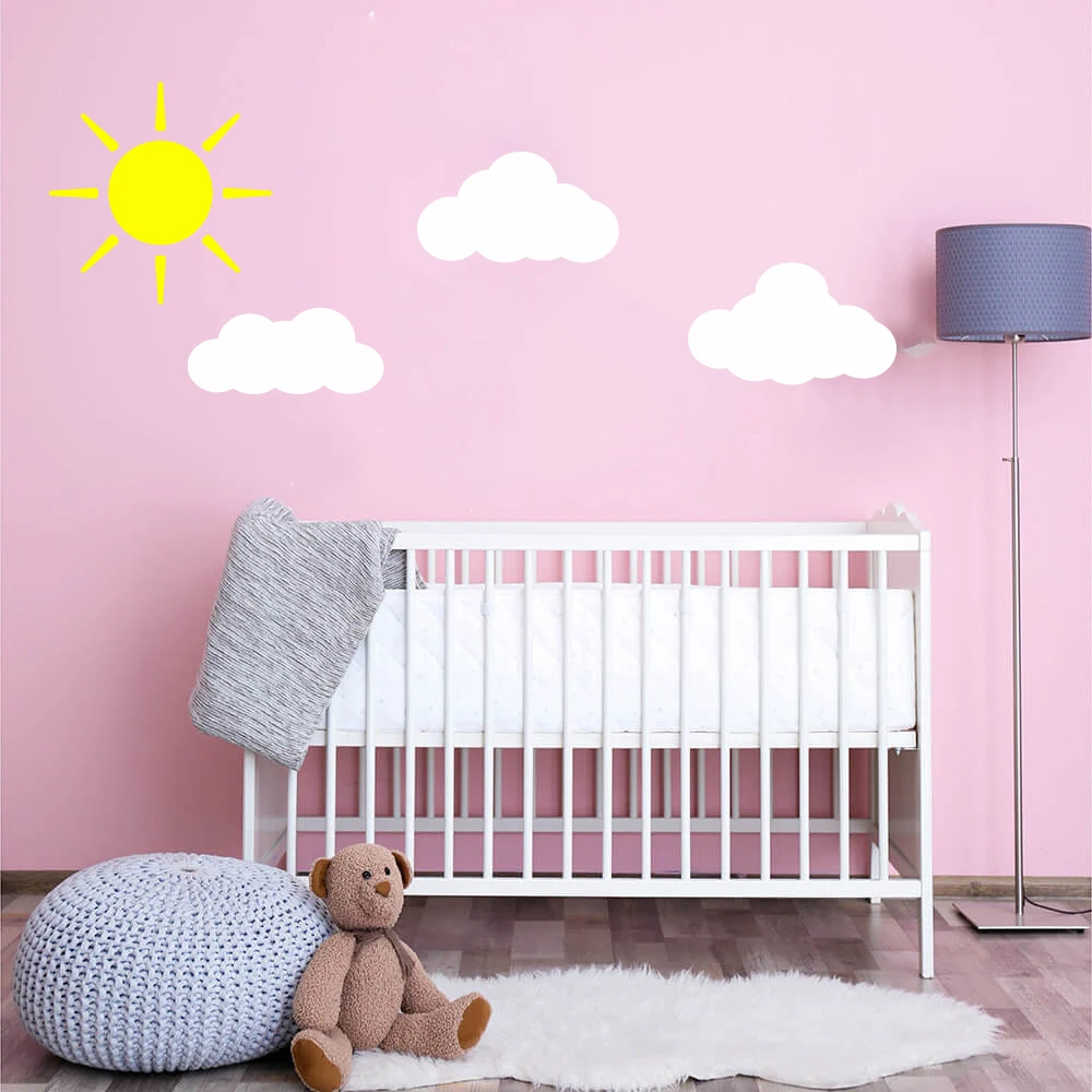 Cartoon Sun Clouds Wall Decal Baby Nursery Play Room Sun Clouds Sky Space Nature Wall Sticker Bedroom Roommate Vinyl Decor Art (2)