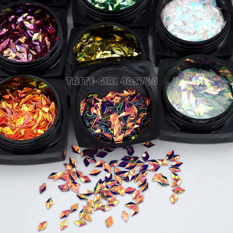12 Jars 12 Colors Glitter Shinny 3D 2X4MM Rambus Diamond Shape Nail Art Sequins Slice Decorations Makeup DIY Salon Tips
12 Jars 12 Colors Glitter Shinny 3D 2X4MM Rambus Diamond Shape Nail Art Sequins Slice Decorations Makeup DIY Salon Tips