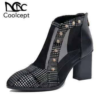 CoolCept Sexy Women Genuine Leather High Heel Boots Rivet Print Ankle Summer Boots Fashion Women Thick Heel Footwear Size 34-39
CoolCept Sexy Women Genuine Leather High Heel Boots Rivet Print Ankle Summer Boots Fashion Women Thick Heel Footwear Size 34-39