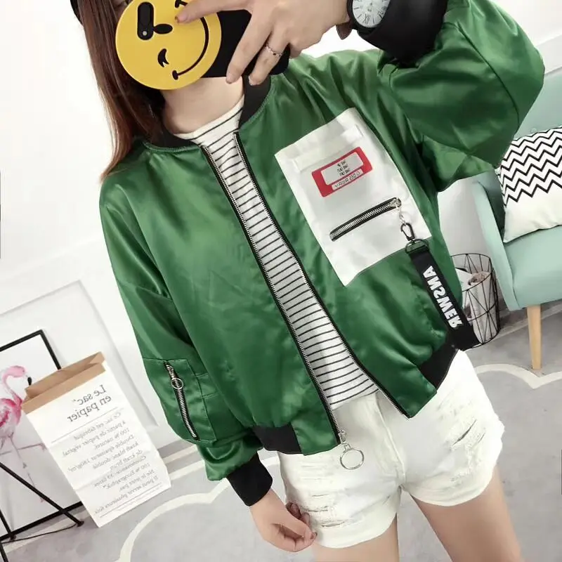 spring new loose stitching pocket hit color off shoulder women's jacket, standing collar trend wild street jacket
spring new loose stitching pocket hit color off shoulder women's jacket, standing collar trend wild street jacket