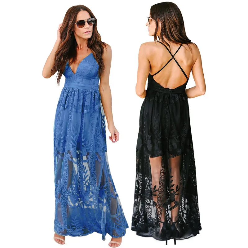 Party Dress Backless Double Strap Embroidered Mesh Overlay Spaghetti Strap Dress Solid Color Deep V Neck Sexy A Line Maxi Dress
Party Dress Backless Double Strap Embroidered Mesh Overlay Spaghetti Strap Dress Solid Color Deep V Neck Sexy A Line Maxi Dress