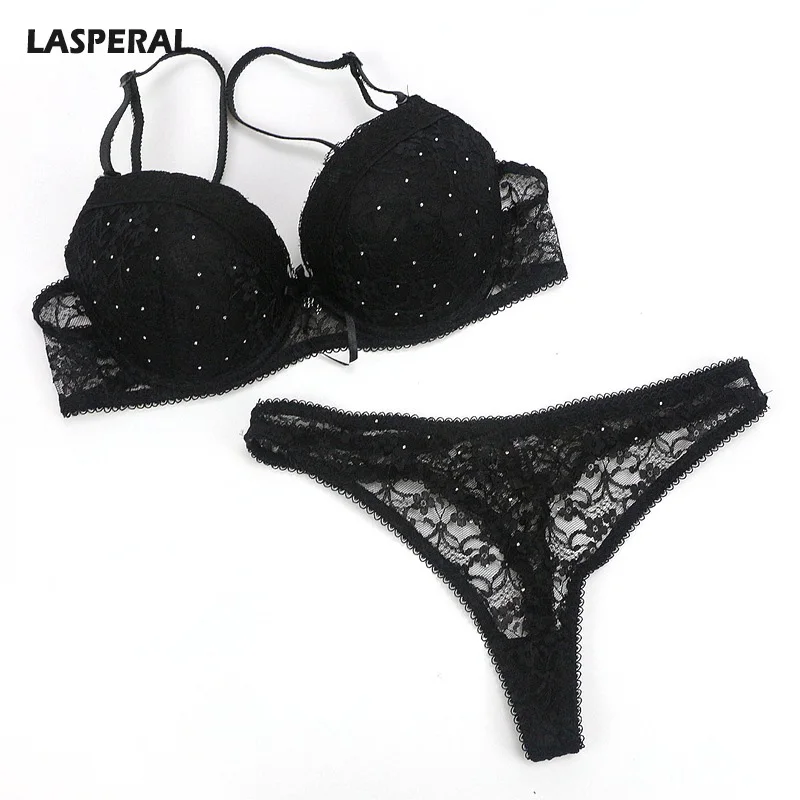 LASPERAL 2018 Women Bra Set Lace Rhinestone Patchwork Underwire Bra Lingeria Set Ladies Sexy Transparent Thong Pants Underwear
LASPERAL 2018 Women Bra Set Lace Rhinestone Patchwork Underwire Bra Lingeria Set Ladies Sexy Transparent Thong Pants Underwear