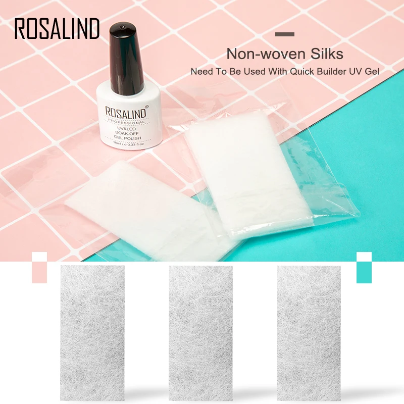 

ROSALIND Non-woven Silks Nail Extension 5/10pcs/lot Quick Builder Gel Nail Art Design For Building Fiberglass Nails Manicure