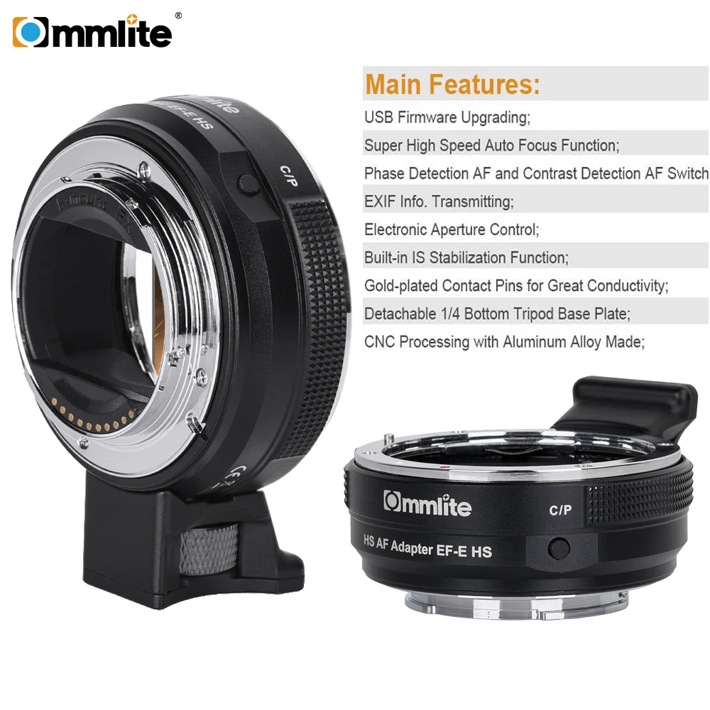 

Commlite CM-EF-E HS Faster Auto Focus Lens Adapter for Canon EF/EF-S Lens to Sony E-Mount Camera A9 A7RIII A7 A6000 A6300 A6500