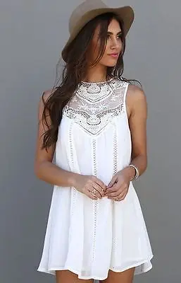 Women Lace Sleeveless Long Tops Blouse Shirt Ladies Beach BOHO Mini Dress 6-16 Fashion Hot Sell
Women Lace Sleeveless Long Tops Blouse Shirt Ladies Beach BOHO Mini Dress 6-16 Fashion Hot Sell