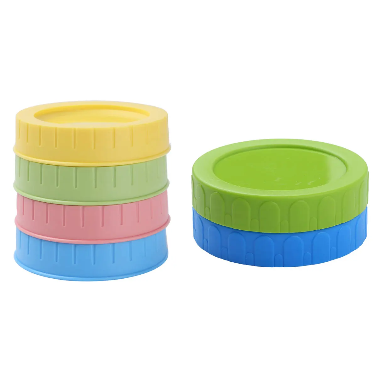 

2/4Pcs Mason Jar Lids Leak Proof Seal Silicone O Ring Plastic Screw Lid Universal Storage Cap Cover for Wide Mouth Mug Cannings