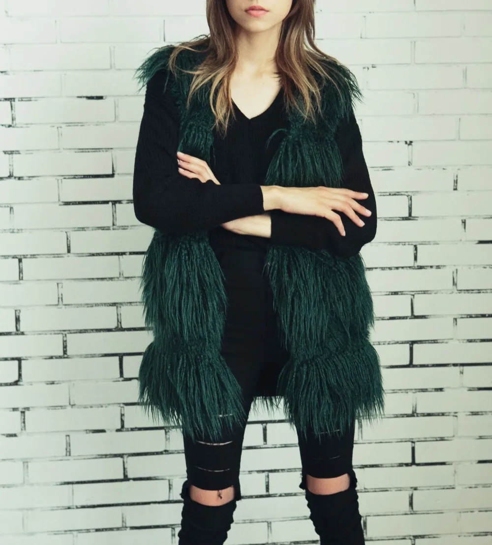 Real time fashion imitation fur vest female Europe and America popular beach wool vest (4)