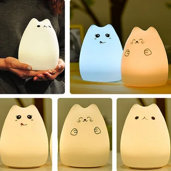 1pcs Silicone Touch Sensor LED Night Light For Children Baby Kids 7 Colors 2 modes Cat LED USB LED Night Lamp
1pcs Silicone Touch Sensor LED Night Light For Children Baby Kids 7 Colors 2 modes Cat LED USB LED Night Lamp