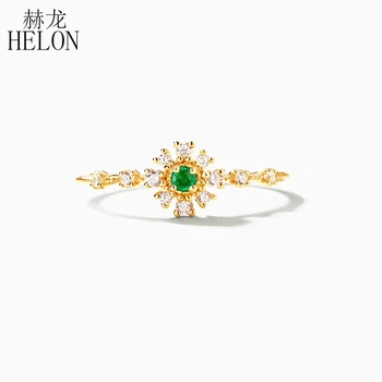 HELON Real 14K Yellow Gold Certified Round Natural Emerald Diamond Engagement Wedding Ring Women Flower Style Jewelry Band Ring
HELON Real 14K Yellow Gold Certified Round Natural Emerald Diamond Engagement Wedding Ring Women Flower Style Jewelry Band Ring