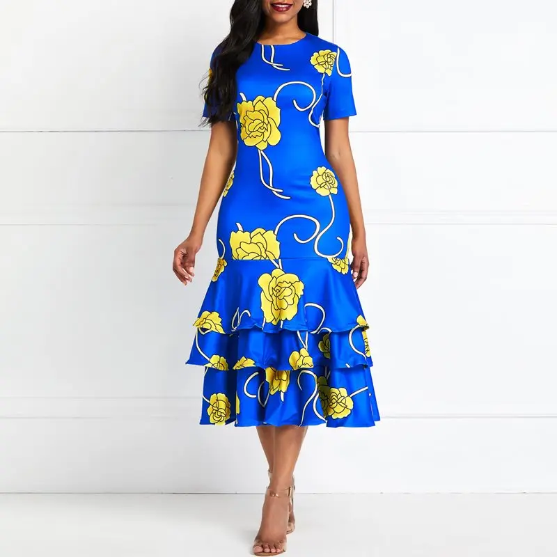 Summer Elegant Party OL Office Ladies Plus Size Dress Women Mermaid Bodycon Floral Ruffles Purple Trumpet Female Midi Dress 
Summer Elegant Party OL Office Ladies Plus Size Dress Women Mermaid Bodycon Floral Ruffles Purple Trumpet Female Midi Dress