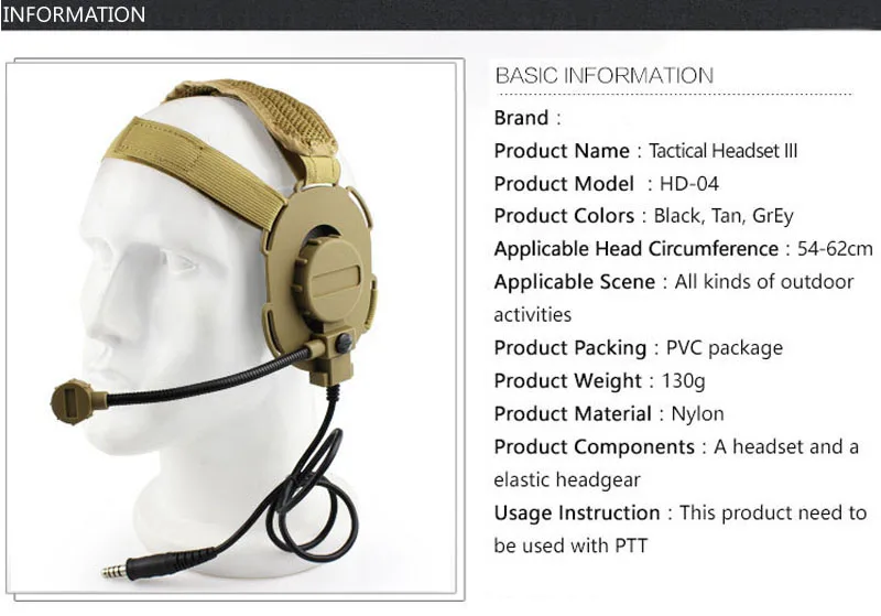 Airsoft Paintball Headset Communication Tactical Headset Wargame CS Hunting Shooting Headphone Use with PTT Airsoft Paintball Headset Communication Tactical Headset Wargame CS Hunting Shooting Headphone Use with PTT