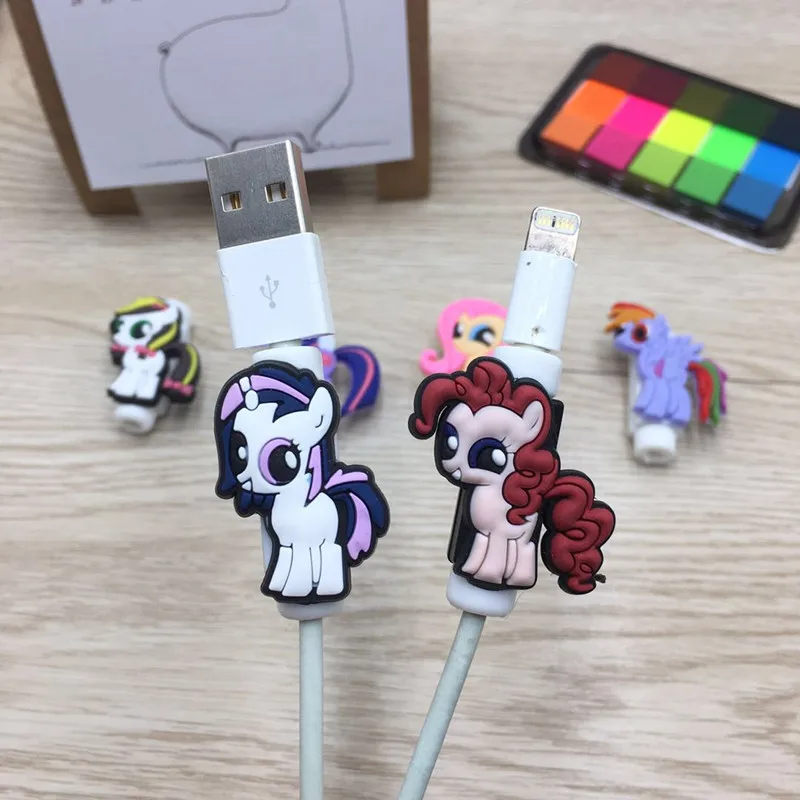 100 шт. мультфильм USB Зарядное устройство кабель наушников протектор для iphone 5 5s 6 7