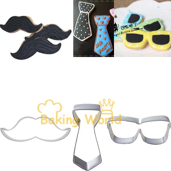 10pcs Tie Glasses Stainless Steel cutter Mustache Cookie cutter fondant Cake mold sugar craft Biscuit Pastry stamp Baking Tool
10pcs Tie Glasses Stainless Steel cutter Mustache Cookie cutter fondant Cake mold sugar craft Biscuit Pastry stamp Baking Tool