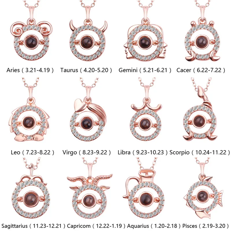 Twelve Constellations 12 Horoscopes Necklaces Rose Gold&Silver 100 languages I love you Projection 12 Constellation Pendant
Twelve Constellations 12 Horoscopes Necklaces Rose Gold&Silver 100 languages I love you Projection 12 Constellation Pendant