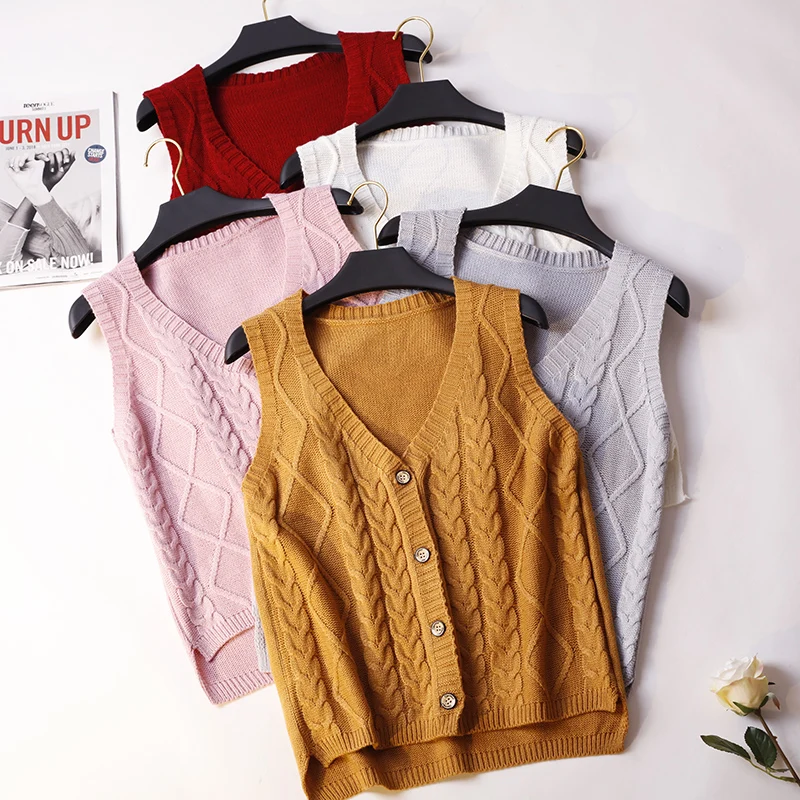 New Women Knitted Vest Coat Autumn Winter Single Breasted Loose Sweater Waistcoat V Neck Sleeveless Jacket Tops Female Vest 1521
New Women Knitted Vest Coat Autumn Winter Single Breasted Loose Sweater Waistcoat V Neck Sleeveless Jacket Tops Female Vest 1521