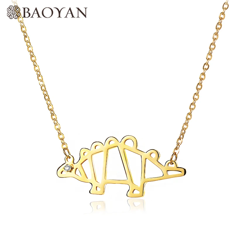 BAOYAN Stainless Steel Silver Color Gold Color Animal Subject Zircon Pendant Stegosaurus Dinosaur Necklace for Women
BAOYAN Stainless Steel Silver Color Gold Color Animal Subject Zircon Pendant Stegosaurus Dinosaur Necklace for Women