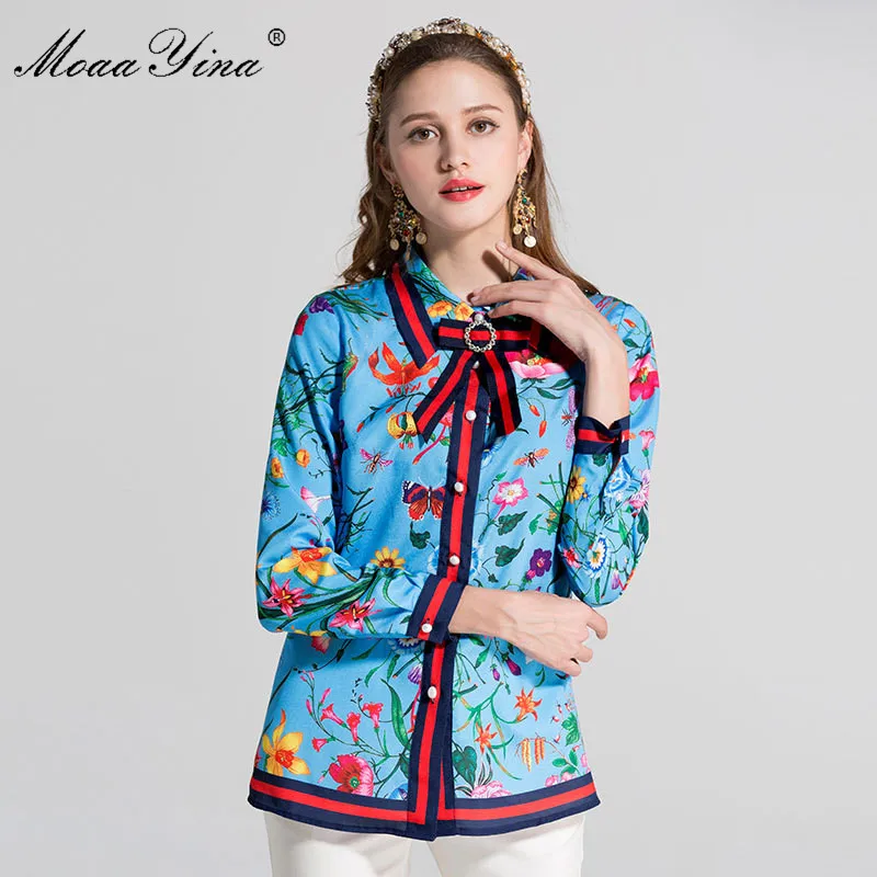 MoaaYina Designer Runway Plus size 3XL Shirt Spring Women Long sleeve Turn down Collar Bowknot Beaded Floral-Print Casual Tops
MoaaYina Designer Runway Plus size 3XL Shirt Spring Women Long sleeve Turn down Collar Bowknot Beaded Floral-Print Casual Tops