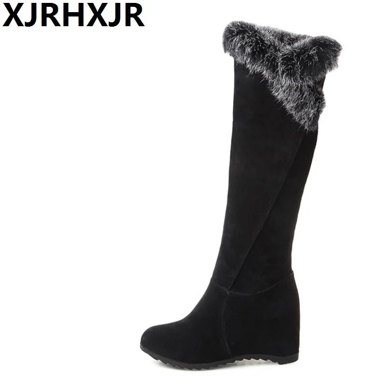 XJRHXJR Size34-43 Faux Fur Flat Hidden Heels Long Boots Women Fashion Wedges Knee High Warm Shoes Ladies Winter Plush Snow Boots
XJRHXJR Size34-43 Faux Fur Flat Hidden Heels Long Boots Women Fashion Wedges Knee High Warm Shoes Ladies Winter Plush Snow Boots