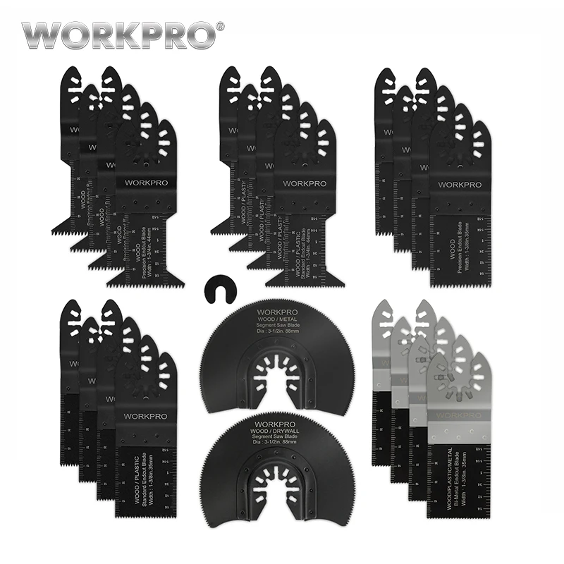 WORKPRO 22PC Saw Blades Multi Oscillating Tool Accessories for Metal/wood Quick Release Saw Blades Set CRV Blades
WORKPRO 22PC Saw Blades Multi Oscillating Tool Accessories for Metal/wood Quick Release Saw Blades Set CRV Blades