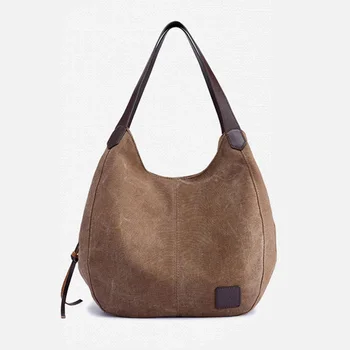 Women's Canvas Handbags Female Hobos Single Shoulder Bags Vintage Solid Multi-pocket Ladies Totes
Women's Canvas Handbags Female Hobos Single Shoulder Bags Vintage Solid Multi-pocket Ladies Totes