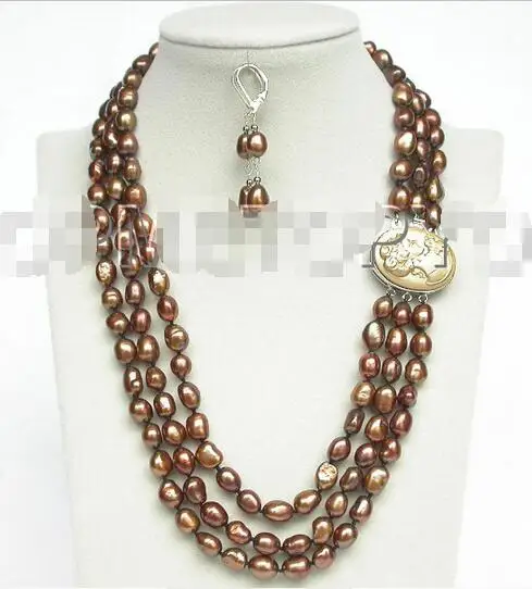 Free shipping hot sale Women Bridal Wedding Jewelry >>3row 12mm baroque coffee pearls necklace dangle Earrings seashell clasp
Free shipping hot sale Women Bridal Wedding Jewelry >>3row 12mm baroque coffee pearls necklace dangle Earrings seashell clasp