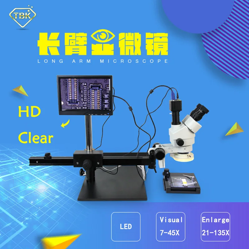 BGA Microscope Best Multi-function Long Arm Move Electronic Digital Display 7-45x Zoom Operating CPU Maintenance Tools TBK 45L
BGA Microscope Best Multi-function Long Arm Move Electronic Digital Display 7-45x Zoom Operating CPU Maintenance Tools TBK 45L