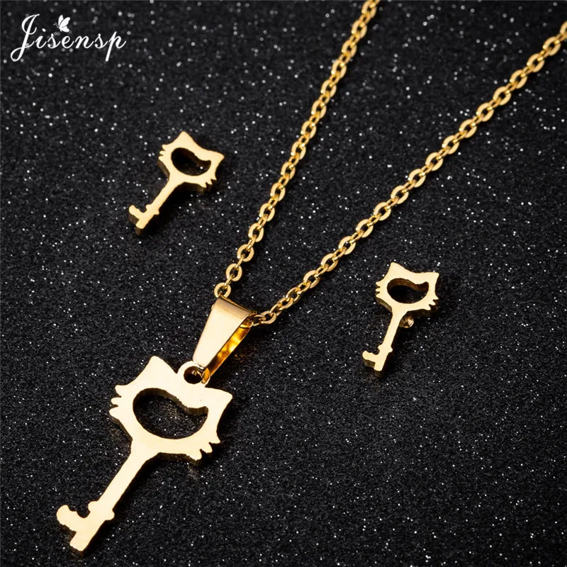 Jisensp Personality Key Necklaces Pendants Cute Cat Choker Necklace for Women Everyday Jewelry Silver Animal Earrings pendientes
Jisensp Personality Key Necklaces Pendants Cute Cat Choker Necklace for Women Everyday Jewelry Silver Animal Earrings pendientes