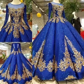 Royal Blue Wave Ball Gown Long Sleeve With Gold Lace Crystals Tassle Prom Gown For Party 2019 New Design High Quality Prom Dress
Royal Blue Wave Ball Gown Long Sleeve With Gold Lace Crystals Tassle Prom Gown For Party 2019 New Design High Quality Prom Dress