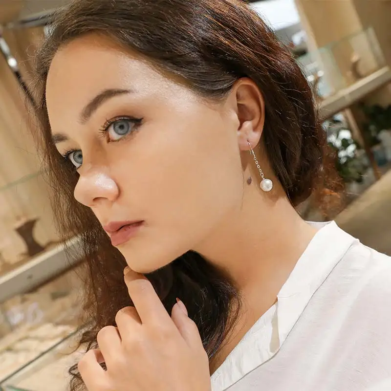 DAIMI 925 Silver Earrings Design 11-12mm Threaded Pearl White/Black Pearl Earrings Jewelry
DAIMI 925 Silver Earrings Design 11-12mm Threaded Pearl White/Black Pearl Earrings Jewelry