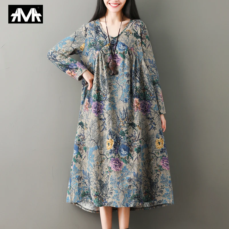 2019 New Vintage Dress Summer Midi Cotton and Linen Loose dress Trendy Floral plus size Long sleeve woman Dresses
2019 New Vintage Dress Summer Midi Cotton and Linen Loose dress Trendy Floral plus size Long sleeve woman Dresses