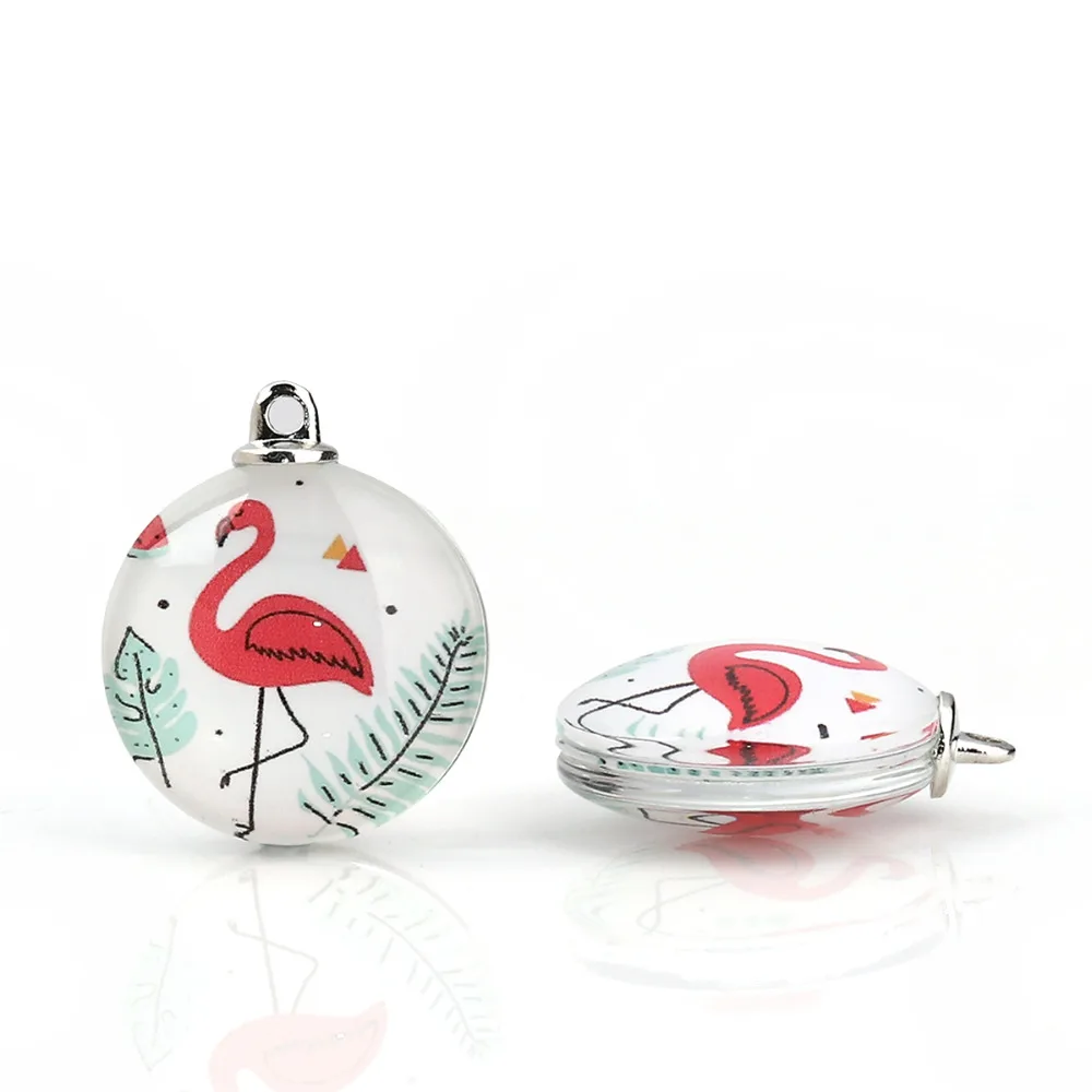 DoreenBeads Glass Pendant Charms Round Flamingo Pattern Silver Multicolor Jewelry Accessories 30mm(1 1/8") x 25mm(1"), 2 PCs
DoreenBeads Glass Pendant Charms Round Flamingo Pattern Silver Multicolor Jewelry Accessories 30mm(1 1/8") x 25mm(1"), 2 PCs