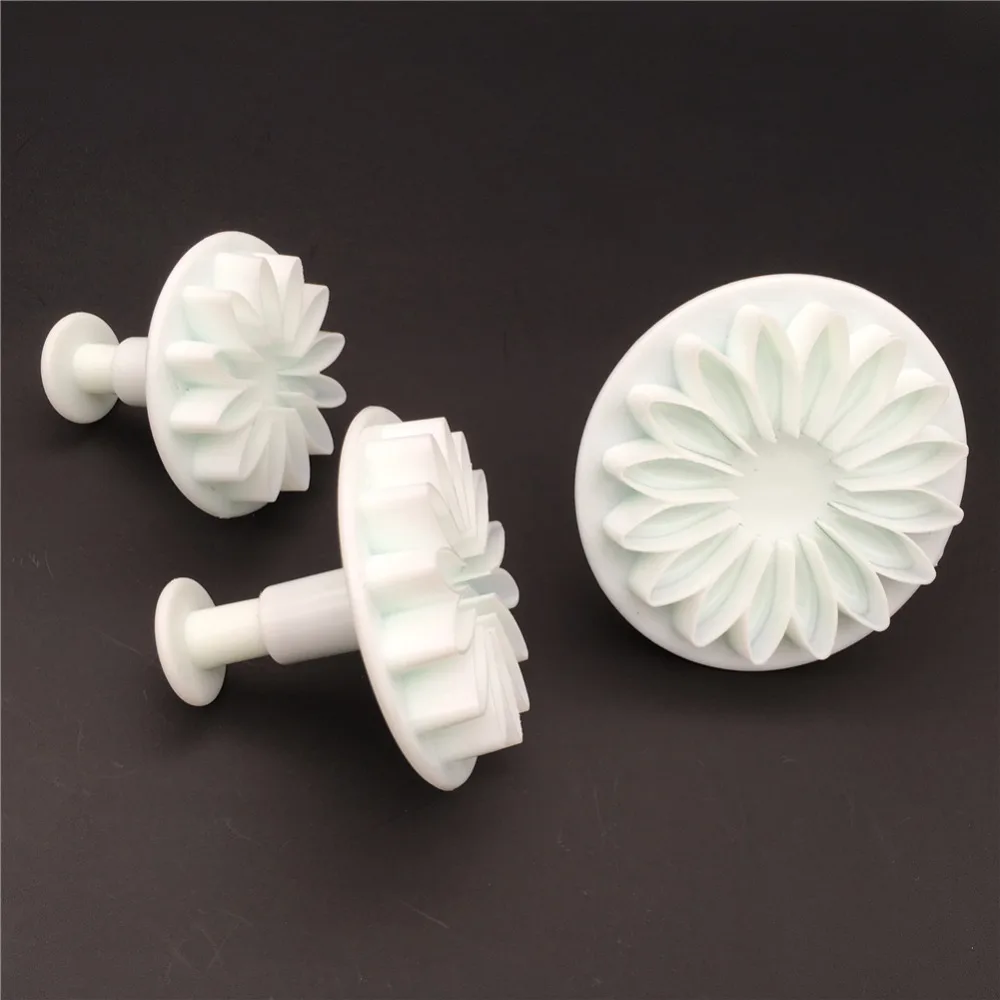 sunflower plastic fondant mold Easy to clean 3pcs Fondant Mold Cutter Sugarcraft Cake tools Pasta printing mold
sunflower plastic fondant mold Easy to clean 3pcs Fondant Mold Cutter Sugarcraft Cake tools Pasta printing mold