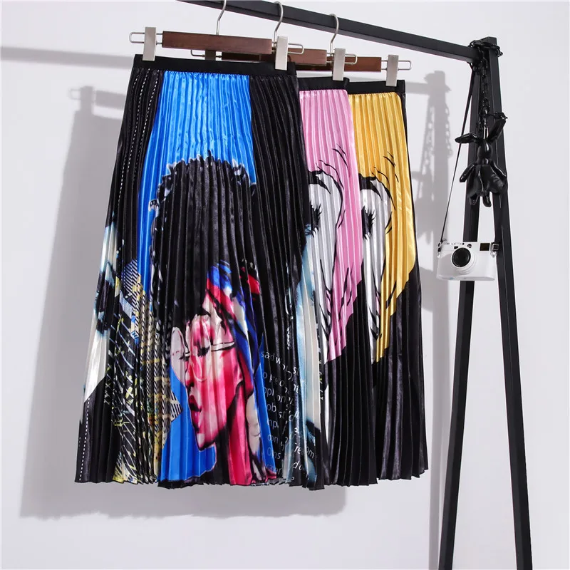 2019 New Summer Autumn New-Coming Europen Printing Patchwork Pattern High Elasticity Pleated High Street Style Women Skirts
2019 New Summer Autumn New-Coming Europen Printing Patchwork Pattern High Elasticity Pleated High Street Style Women Skirts