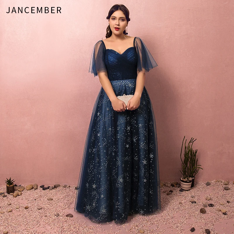 JANCEMBER Plus Size Evening Dresses Tulle Half Sleeve Sweetheart Neck Backless Lace Up Back Pattern Applique Sequin abiye elbise
JANCEMBER Plus Size Evening Dresses Tulle Half Sleeve Sweetheart Neck Backless Lace Up Back Pattern Applique Sequin abiye elbise