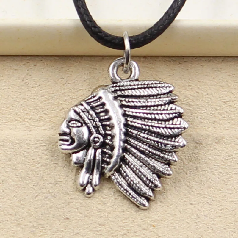 New Fashion Indian Chief Head Pendant Necklace Choker Charm Black Leather Cord Factory Price Handmade Jewelry | Украшения и