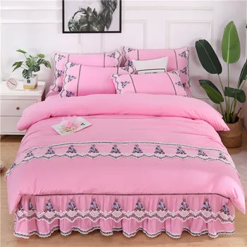 Princess Style 4pcs Bed Sets Bed Duvet Cover Flat Fitted Bed Sheet Pillowcase Pink Purple Yellow Solid Ruffles
Princess Style 4pcs Bed Sets Bed Duvet Cover Flat Fitted Bed Sheet Pillowcase Pink Purple Yellow Solid Ruffles