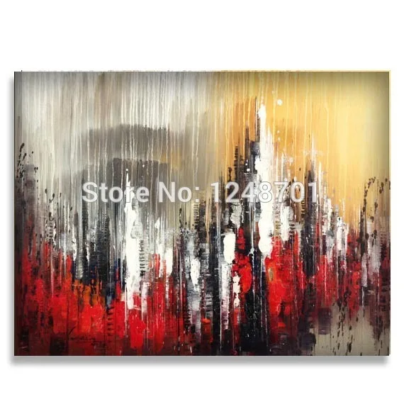 Original abstract Oil painting contemporary city landscape palette knife floral impasto painting