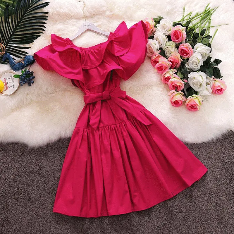 HISUMA summer new women's slash neck butterfly sleeve big ruffles cotton dress female elegant lace-up waist A-line dresses
HISUMA summer new women's slash neck butterfly sleeve big ruffles cotton dress female elegant lace-up waist A-line dresses