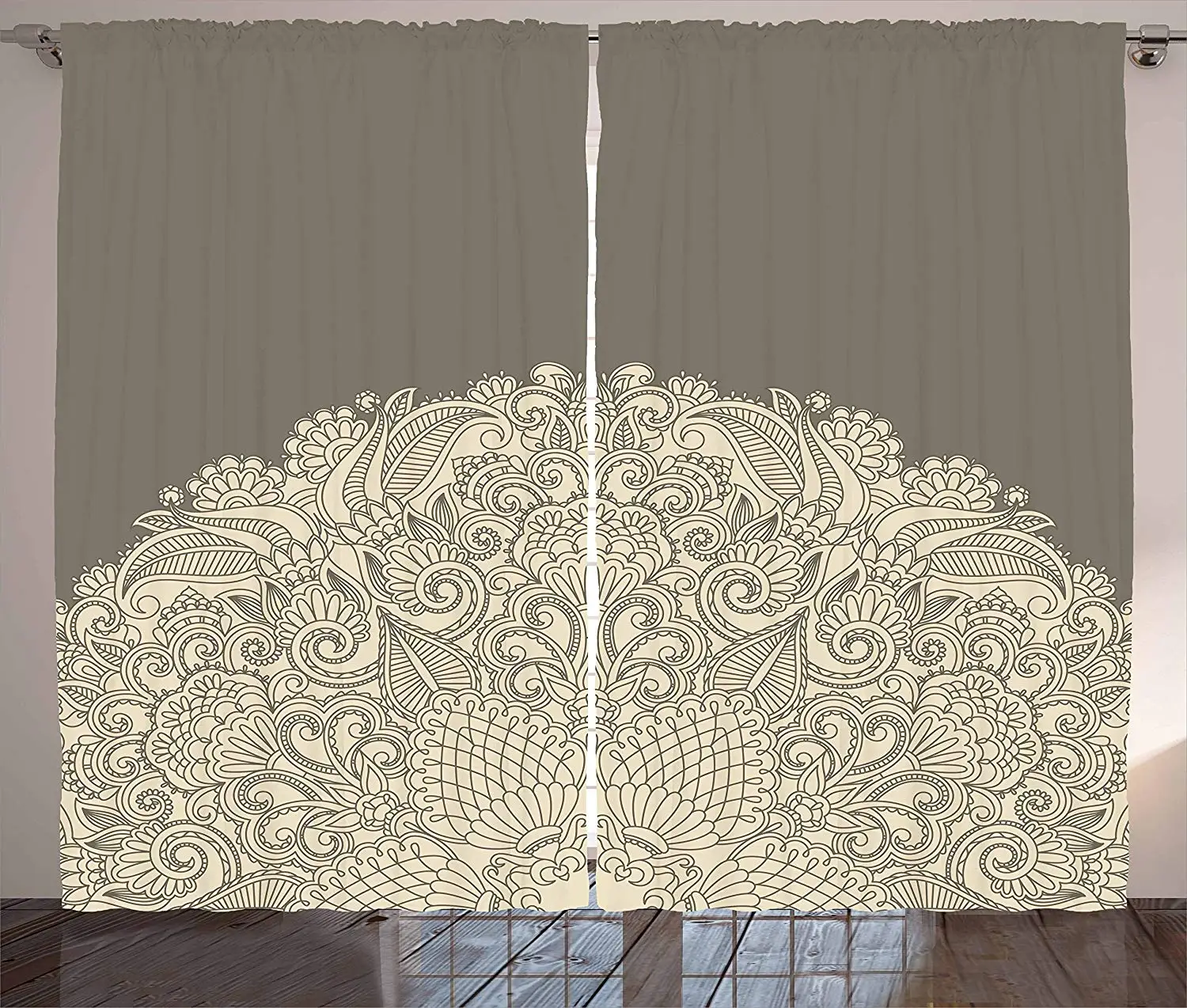 Oriental Curtains Half Mandala Figure with Rich Floral Curls Traditional Vintage Motif Living Room Bedroom Window Drapes Beige
Oriental Curtains Half Mandala Figure with Rich Floral Curls Traditional Vintage Motif Living Room Bedroom Window Drapes Beige