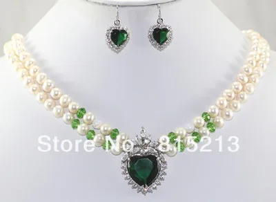 ddh00629 2Rows 7-8MM Pearl Zircon Crystal Bridal Wedding Jewelry Necklace Earring Set
ddh00629 2Rows 7-8MM Pearl Zircon Crystal Bridal Wedding Jewelry Necklace Earring Set