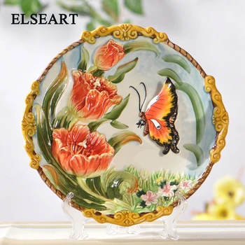 Ceramic european Garden Tulips and butterflies dish ornament porcelain plate figurine for home decoration gift
Ceramic european Garden Tulips and butterflies dish ornament porcelain plate figurine for home decoration gift