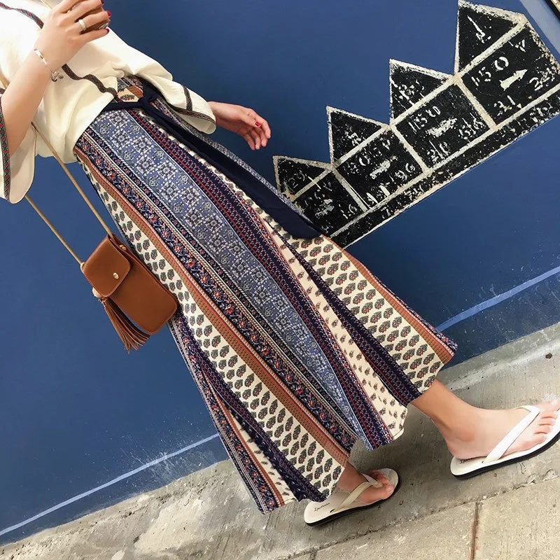 Striped Wide Leg Pants Side Slit High Waist Fashion Sashes Sexy Mono combinaison pantalon femme Skirt Boho Trousers
Striped Wide Leg Pants Side Slit High Waist Fashion Sashes Sexy Mono combinaison pantalon femme Skirt Boho Trousers