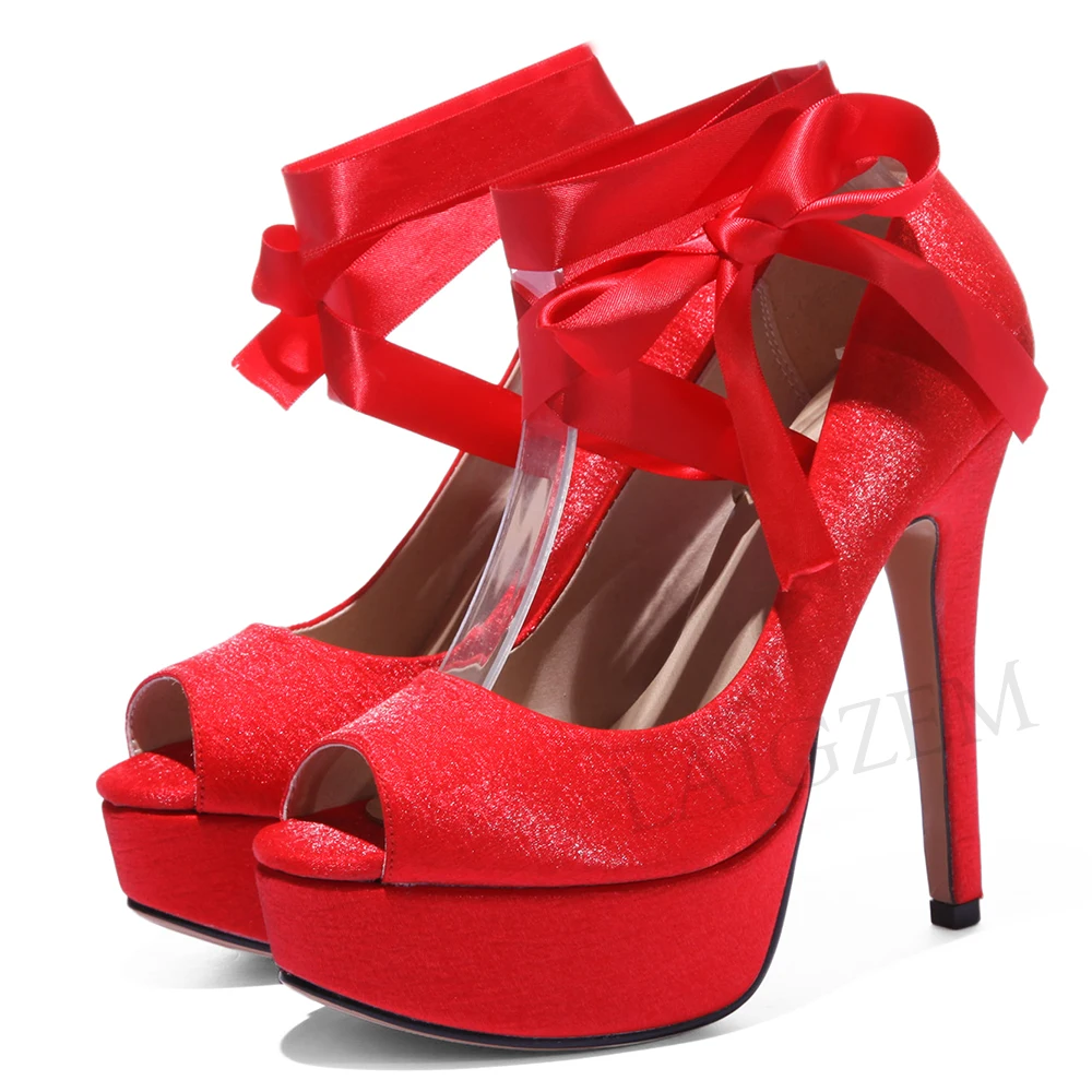 LAIGZEM GRACE Women Pumps Wedding Riband Peep Toe Stiletto High Heel Sandals Party Shoes Zapatos de Mujer Large Size 34-43
LAIGZEM GRACE Women Pumps Wedding Riband Peep Toe Stiletto High Heel Sandals Party Shoes Zapatos de Mujer Large Size 34-43