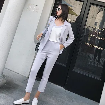 Custom fashion women's women's gray casual single button suit two-piece suit (jacket + pants) women's business formal suit
Custom fashion women's women's gray casual single button suit two-piece suit (jacket + pants) women's business formal suit