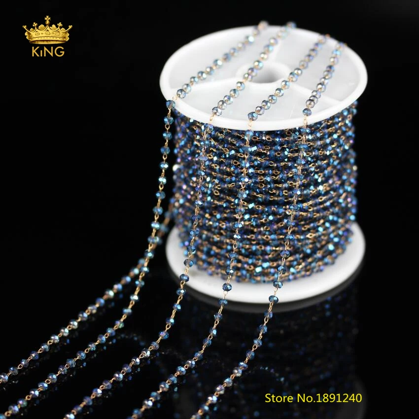 5Meters 2x3mm Transparent Blue Titanium AB Glass Chains,Small Glass Faceted Rondelle Beads in Brass Plating Chains Finding ZJ107
5Meters 2x3mm Transparent Blue Titanium AB Glass Chains,Small Glass Faceted Rondelle Beads in Brass Plating Chains Finding ZJ107
