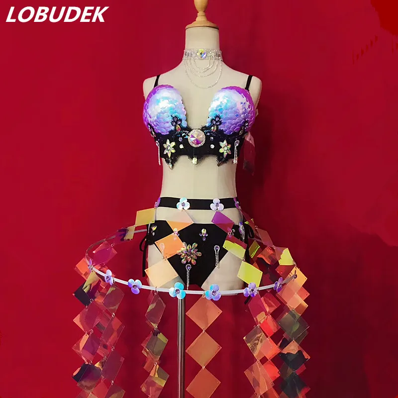 Bling Colorful Rhinestones Bikini Sparkly Sequins Skirt Sexy Women Party Nightclub Clothing Singer Dancer Catwalk Stage Costumes
Bling Colorful Rhinestones Bikini Sparkly Sequins Skirt Sexy Women Party Nightclub Clothing Singer Dancer Catwalk Stage Costumes
