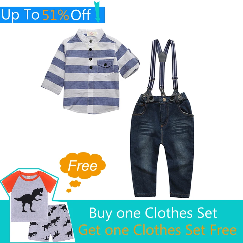 Free G235! Gentleman Costumes For Boys Striped Blouse + Jeans Clothes Set Boys Overalls Denim Pants Kids Shirt Crianca Roupas
Free G235! Gentleman Costumes For Boys Striped Blouse + Jeans Clothes Set Boys Overalls Denim Pants Kids Shirt Crianca Roupas