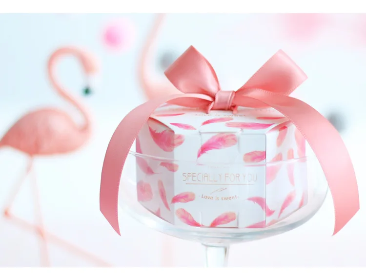 pink feather candy box with ribbon chocolate gift boxes wedding
