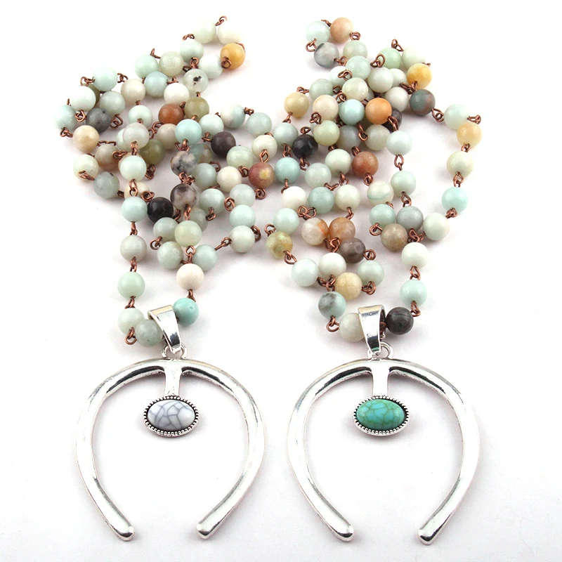 Free Shipping Bohemian Jewelry Amazonite Stones Rosary Chain U Charm Pendant Necklace For Women Ethnic Necklace
Free Shipping Bohemian Jewelry Amazonite Stones Rosary Chain U Charm Pendant Necklace For Women Ethnic Necklace